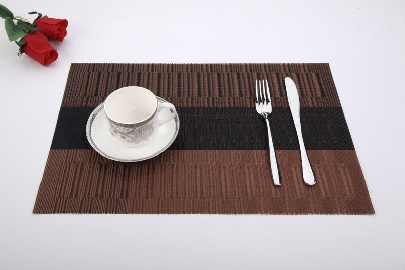 SHACOS Placemats Set of 4 Woven Vinyl Table Mats Place Mats for Dining Table Heat Resistant Wipe Clean (4, Ombre Coffee Black) - Image 4